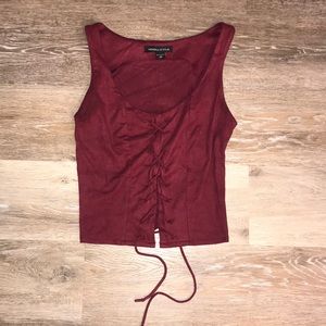 Kendall and Kylie suede crop top
